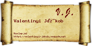 Valentinyi Jákob névjegykártya